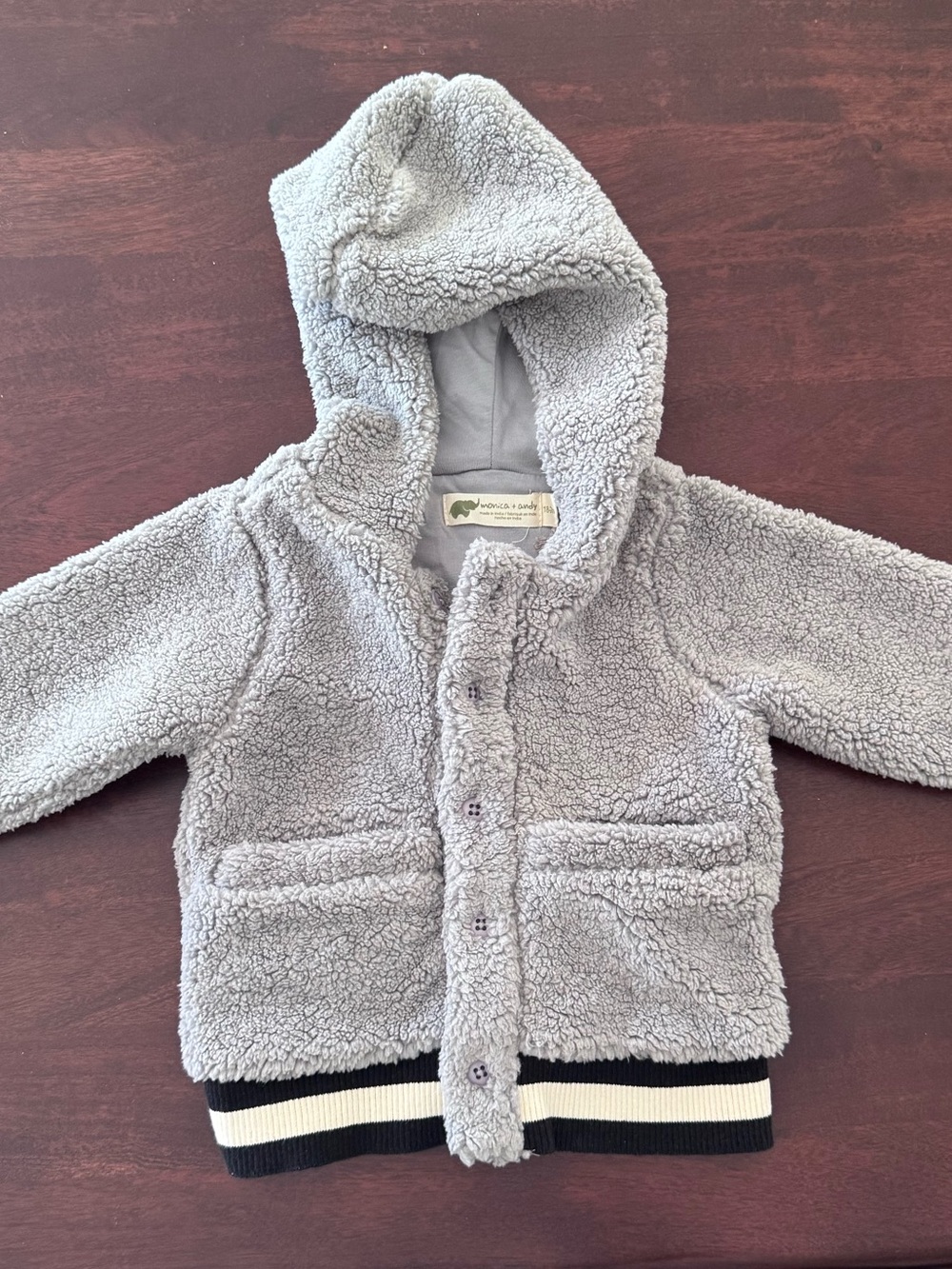 Monica + Andy Plush Hooded Teddy Jacket - Gray - Kids